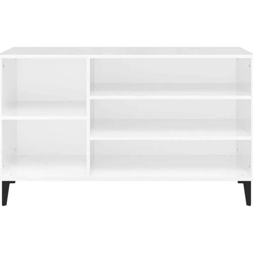 vidaXL Productos Del Hogar-Mueble zapatero madera contrachapada blanco brillo 102x36x60 cm