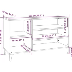 vidaXL Productos Del Hogar-Mueble zapatero madera contrachapada blanco brillo 102x36x60 cm
