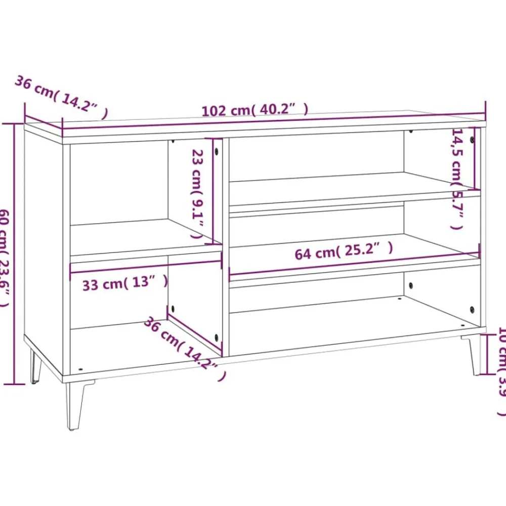 vidaXL Productos Del Hogar-Mueble zapatero madera contrachapada blanco brillo 102x36x60 cm
