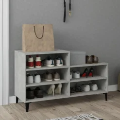 vidaXL Productos Del Hogar-Mueble zapatero madera contrachapada gris hormigón 102x36x60 cm