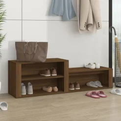 vidaXL Productos Del Hogar-Mueble zapatero madera contrachapada marrón roble 150x35x45 cm