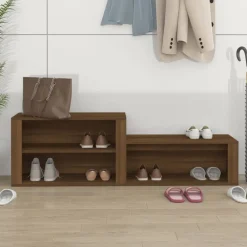 vidaXL Productos Del Hogar-Mueble zapatero madera contrachapada marrón roble 150x35x45 cm