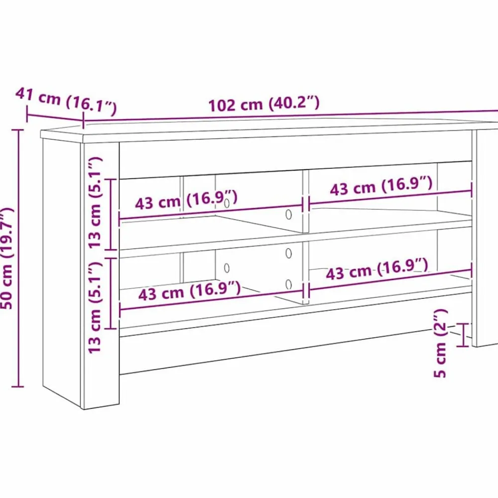 vidaXL Muebles Tv-MuebledeTVdeesquina Roble artesanal 102 x 40,5 x 45 cm
