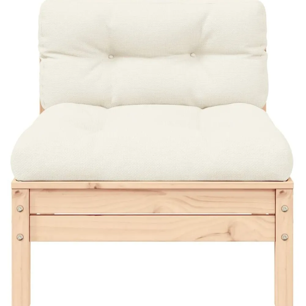 vidaXL Muebles De Jardín-Muebles de jardín 3 piezas madera maciza pino con cojines crema