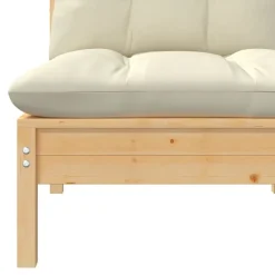 vidaXL Muebles De Jardín-Muebles de jardín 3 piezas madera maciza pino con cojines crema