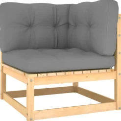 vidaXL Muebles de jardín 6 piezas con cojines de madera de pino maciza Natural Discount