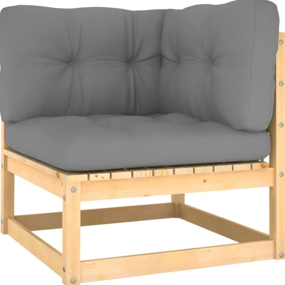 vidaXL Muebles de jardín 6 piezas con cojines de madera de pino maciza Natural Discount