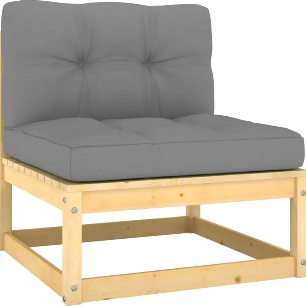 vidaXL Muebles de jardín 6 piezas con cojines de madera de pino maciza Natural Discount