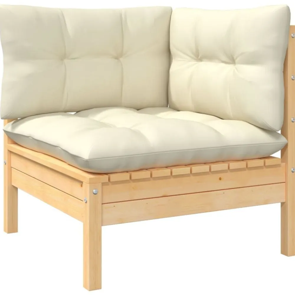 vidaXL Muebles De Jardín-Muebles de jardín 5 piezas cojines madera de pino crema
