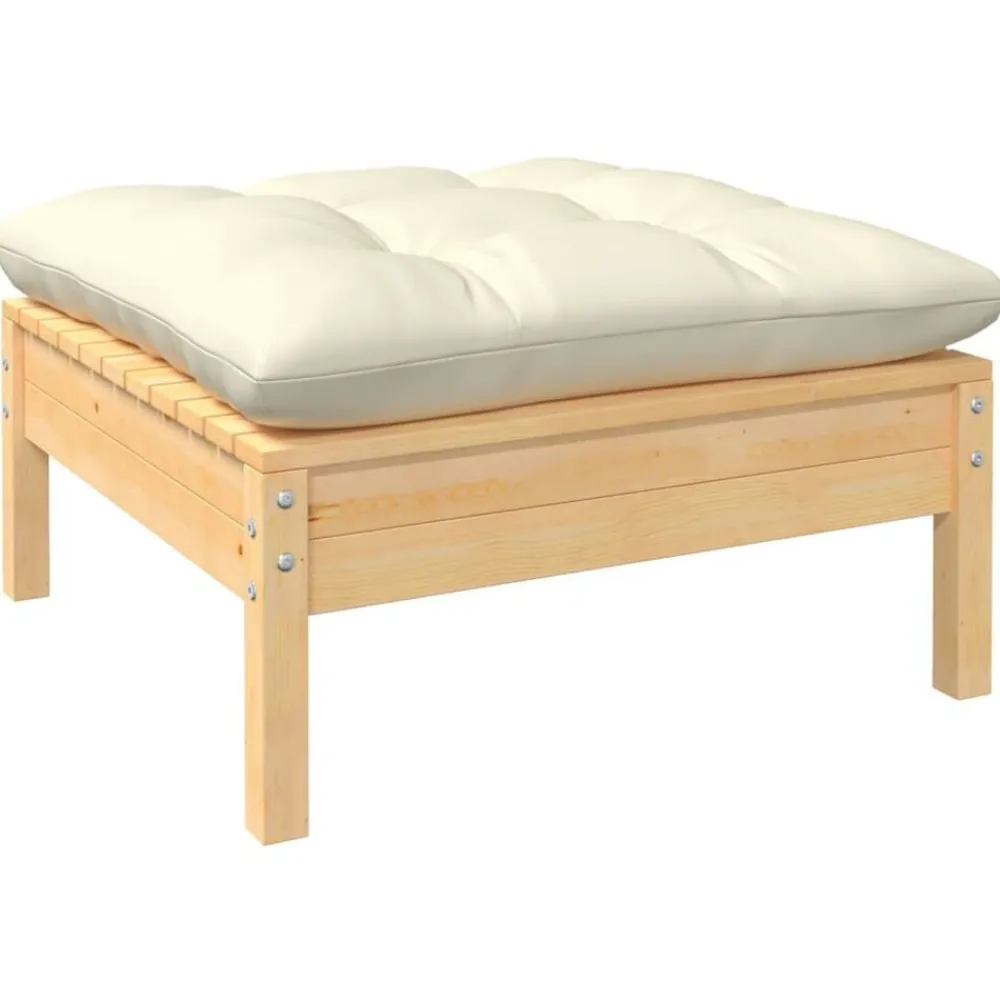 vidaXL Muebles De Jardín-Muebles de jardín 5 piezas cojines madera de pino crema