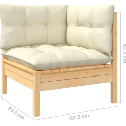 vidaXL Muebles De Jardín-Muebles de jardín 5 piezas cojines madera de pino crema