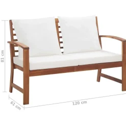vidaXL Muebles de jardín 4 piezas con cojines madera maciza de acacia Crema Best