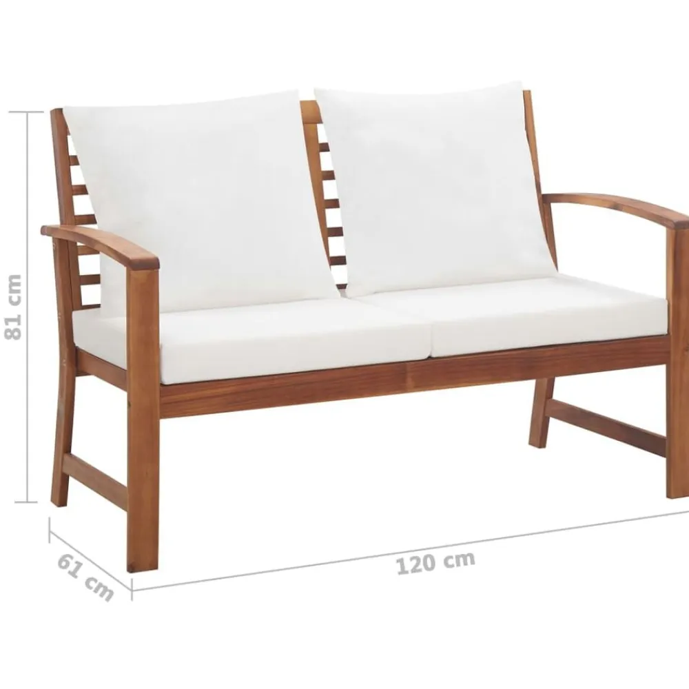 vidaXL Muebles de jardín 4 piezas con cojines madera maciza de acacia Crema Best