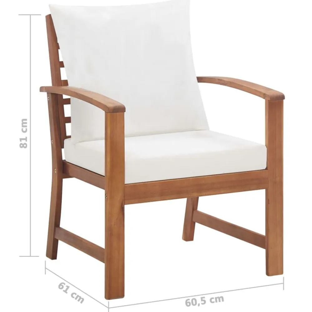 vidaXL Muebles de jardín 4 piezas con cojines madera maciza de acacia Crema Best