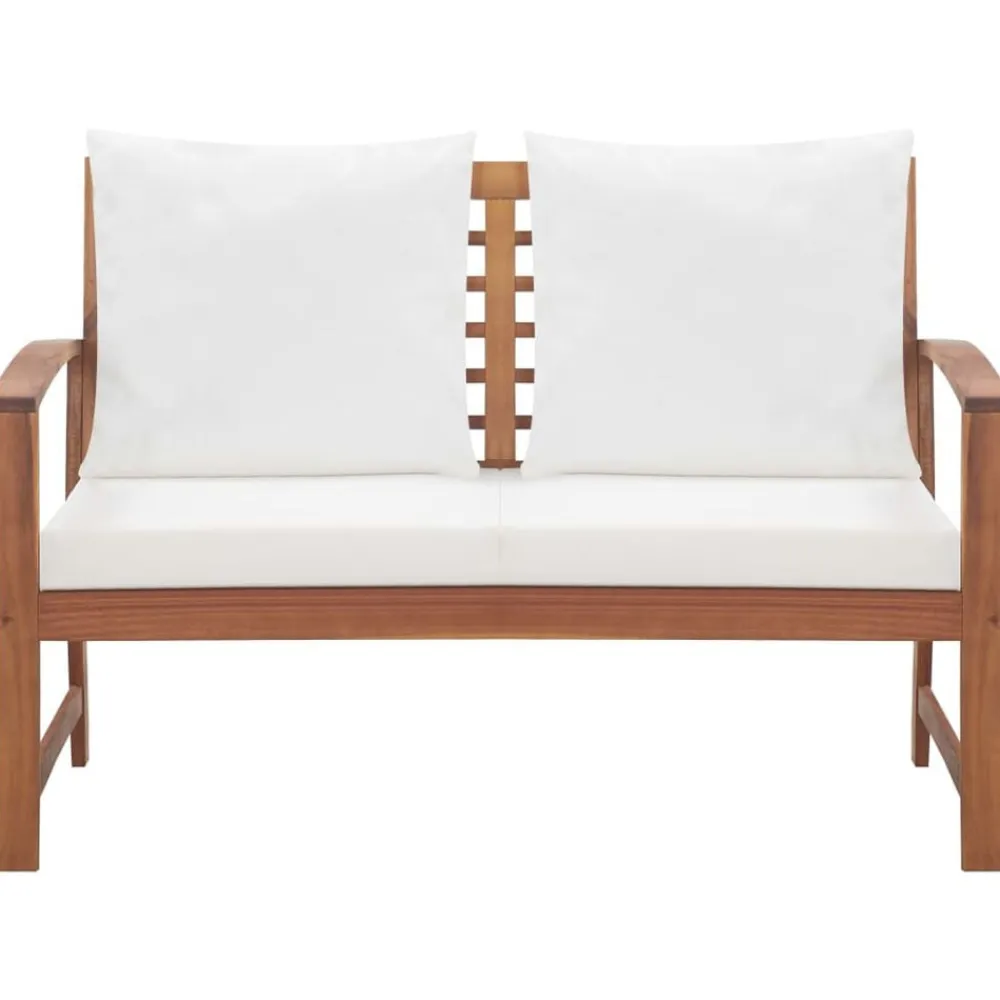 vidaXL Muebles de jardín 4 piezas con cojines madera maciza de acacia Crema Best