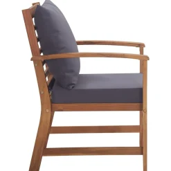 vidaXL Muebles de jardín 4 piezas con cojines madera acacia maciza Marr&oacute;n y gris Outlet