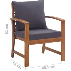 vidaXL Muebles de jardín 4 piezas con cojines madera acacia maciza Marr&oacute;n y gris Outlet