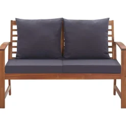 vidaXL Muebles de jardín 4 piezas con cojines madera acacia maciza Marr&oacute;n y gris Outlet