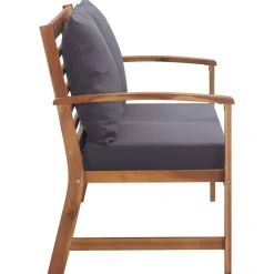 vidaXL Muebles de jardín 4 piezas con cojines madera acacia maciza Marr&oacute;n y gris Outlet