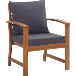 vidaXL Muebles de jardín 4 piezas con cojines madera acacia maciza Marr&oacute;n y gris Outlet