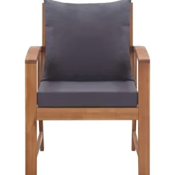 vidaXL Muebles de jardín 4 piezas con cojines madera acacia maciza Marr&oacute;n y gris Outlet