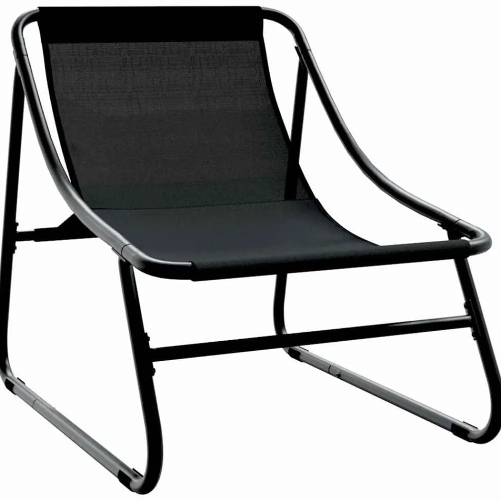 vidaXL Muebles de jardín con cojín 2 pcs Negro 60,5 x 81 x 71 cm Online