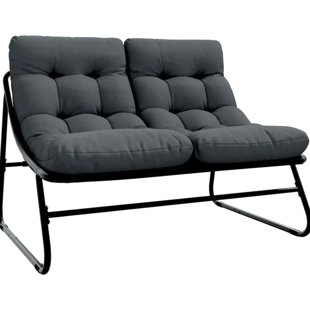vidaXL Muebles De Jardín-Muebles de jardín con cojín Negro 110 x 81 x 71 cm