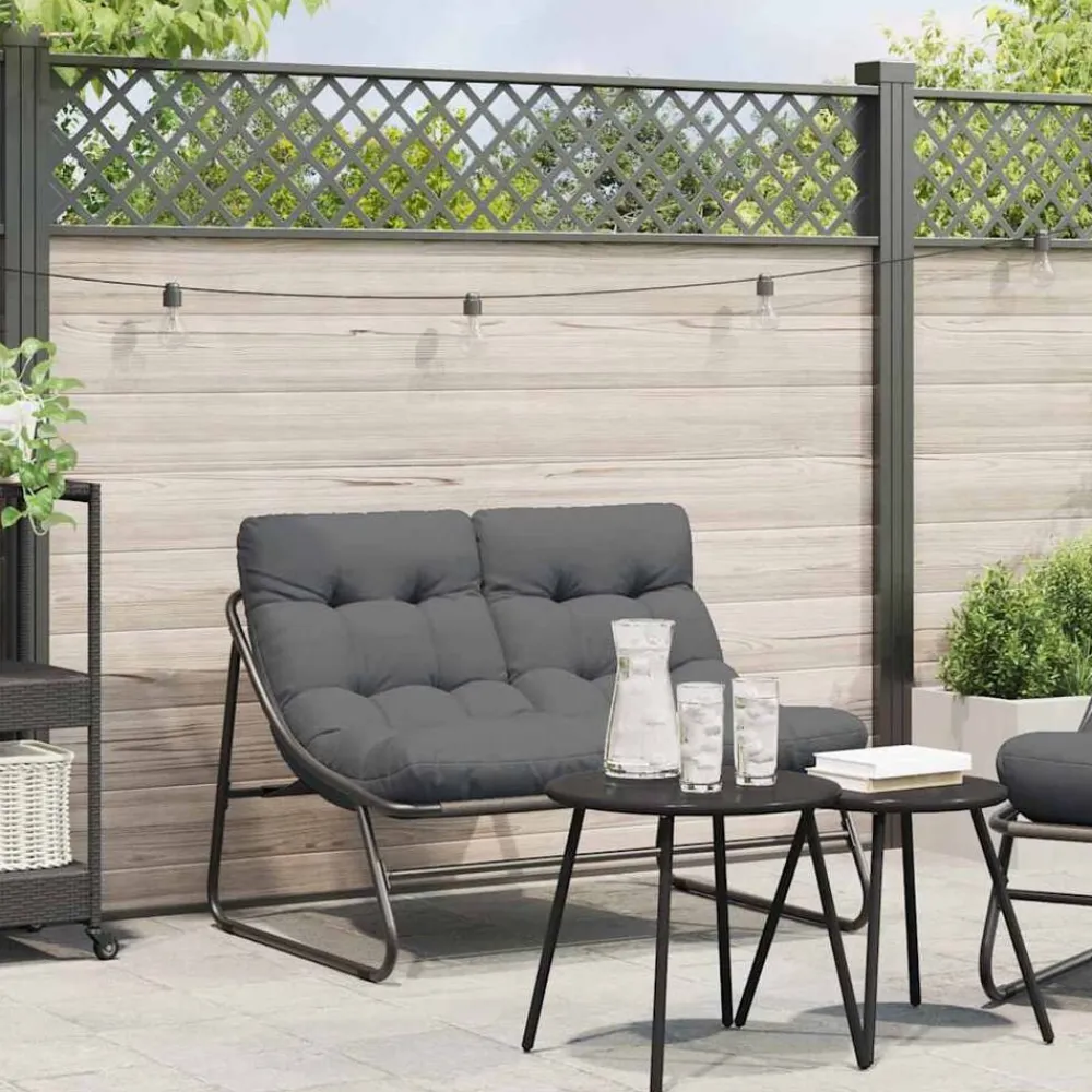 vidaXL Muebles De Jardín-Muebles de jardín con cojín Negro 110 x 81 x 71 cm