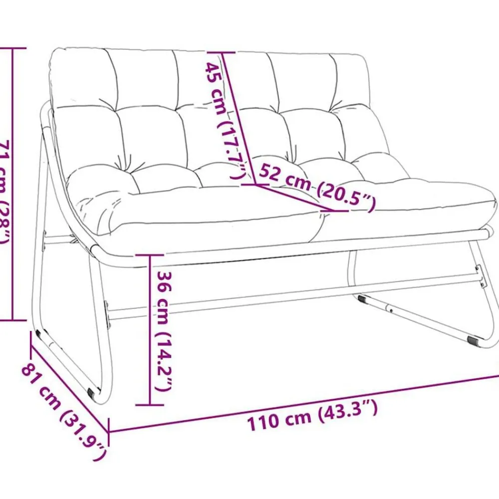 vidaXL Muebles De Jardín-Muebles de jardín con cojín Negro 110 x 81 x 71 cm