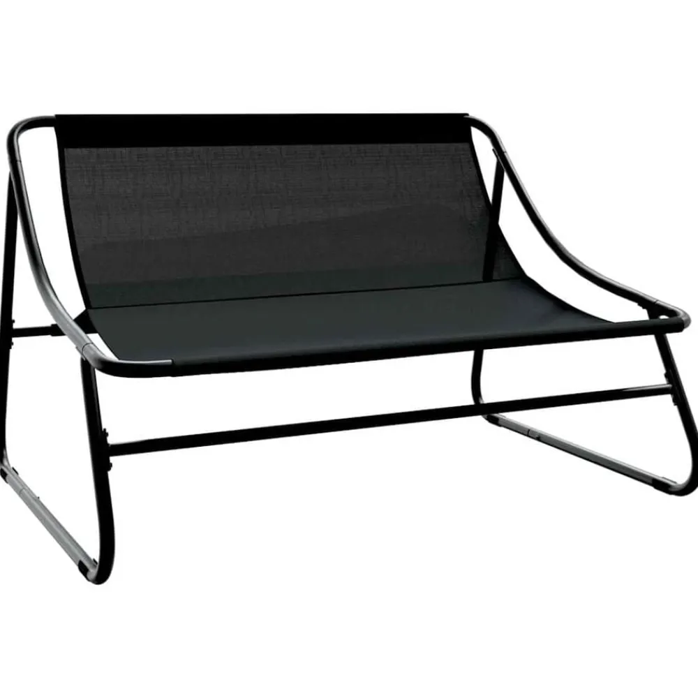 vidaXL Muebles De Jardín-Muebles de jardín con cojín Negro 110 x 81 x 71 cm