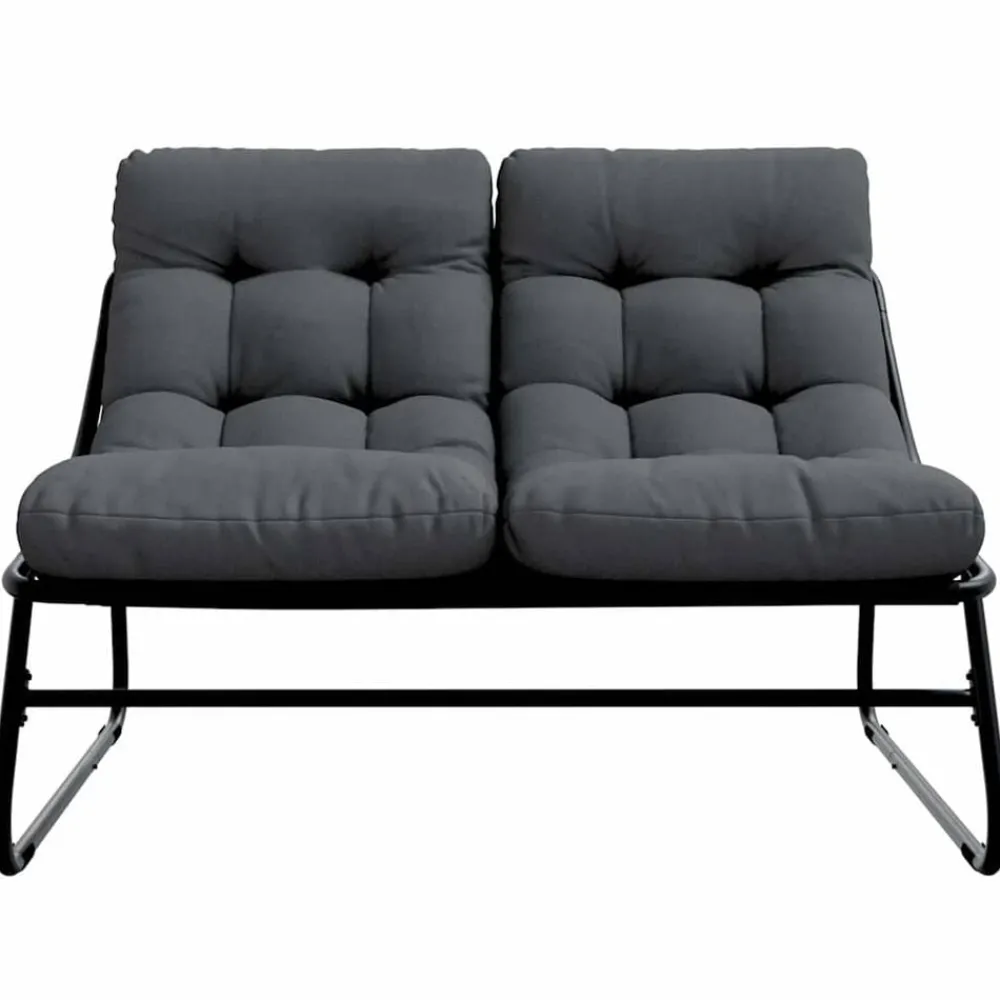 vidaXL Muebles De Jardín-Muebles de jardín con cojín Negro 110 x 81 x 71 cm