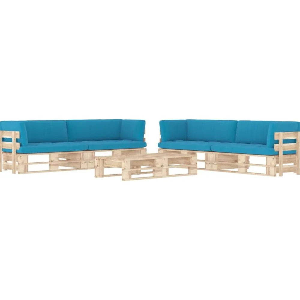 vidaXL Muebles de palets 6 pzas y cojines madera pino impregnada Azul Best