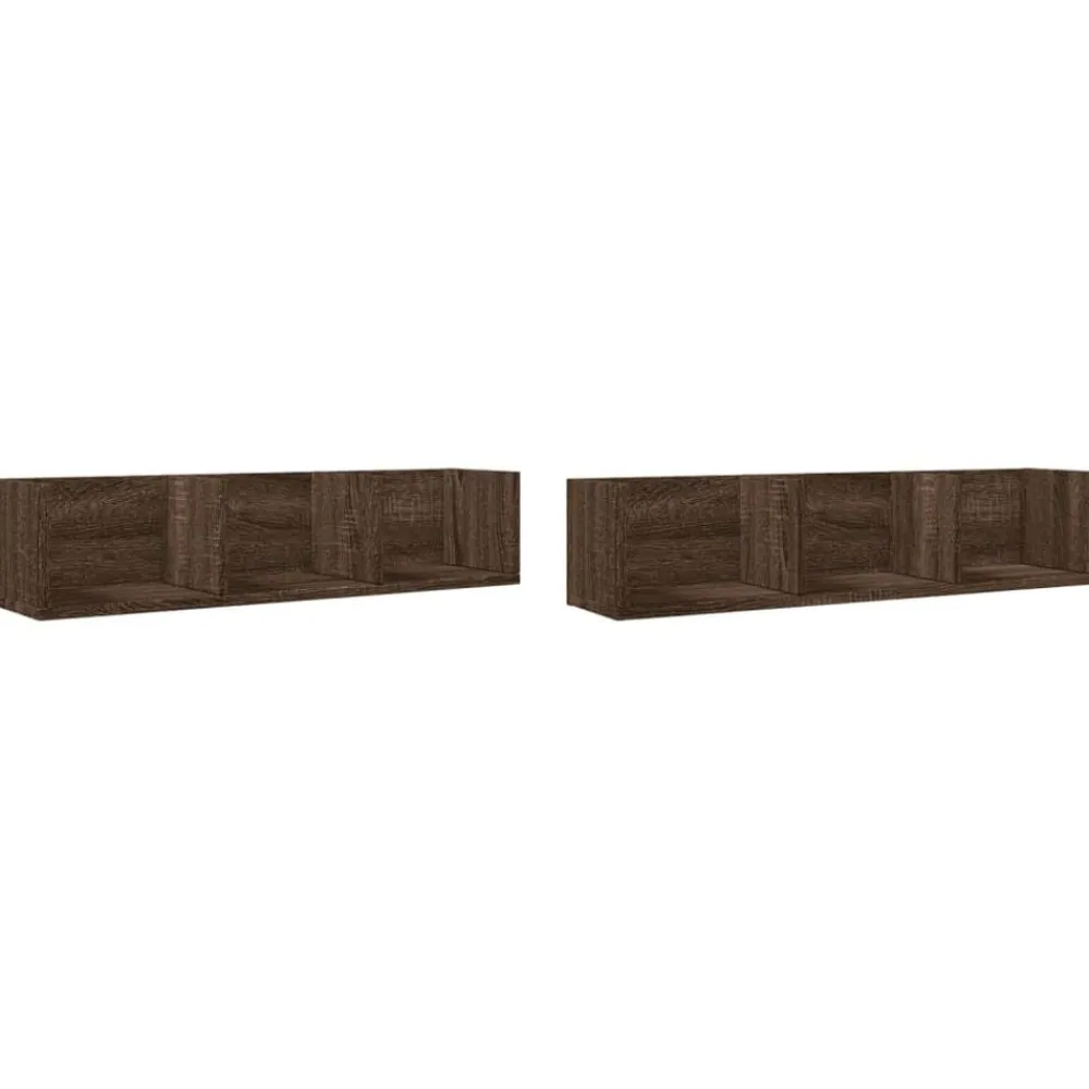 vidaXL Estanterías-Muebles de pared 2 unidades madera de ingeniería marrón roble