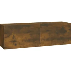 vidaXL Muebles de pared de TV 2 uds madera 100x30x30 cm Roble ahumado New