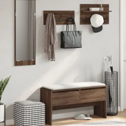 vidaXL Bancos-Muebles de recibidor 4 piezas madera de ingeniería marrón roble