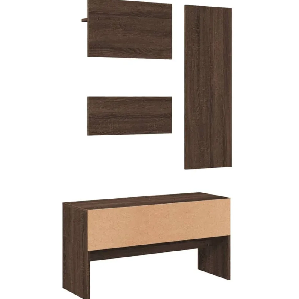 vidaXL Bancos-Muebles de recibidor 4 piezas madera de ingeniería marrón roble