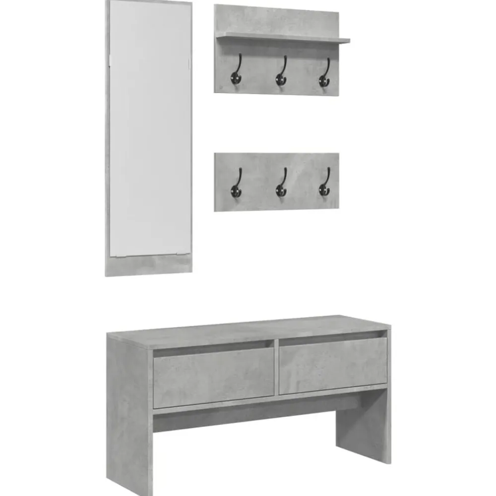 vidaXL Muebles de recibidor 4 pzas madera de ingeniería gris hormigón Gris hormigón Discount