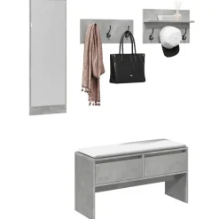 vidaXL Muebles de recibidor 4 pzas madera de ingeniería gris hormigón Gris hormig&oacute;n Discount