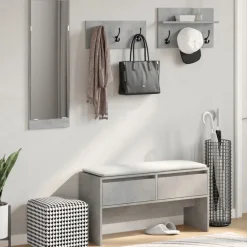 vidaXL Muebles de recibidor 4 pzas madera de ingeniería gris hormigón Gris hormigón Discount