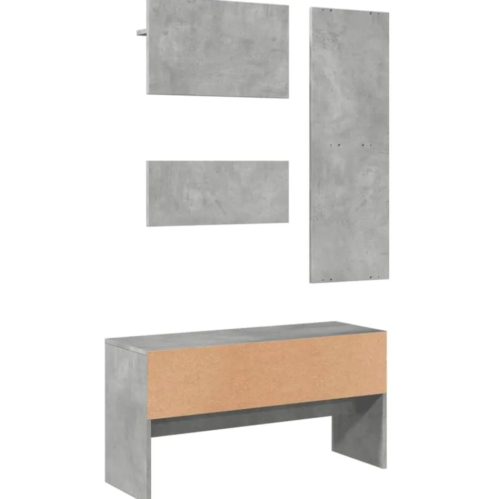 vidaXL Muebles de recibidor 4 pzas madera de ingeniería gris hormigón Gris hormigón Discount