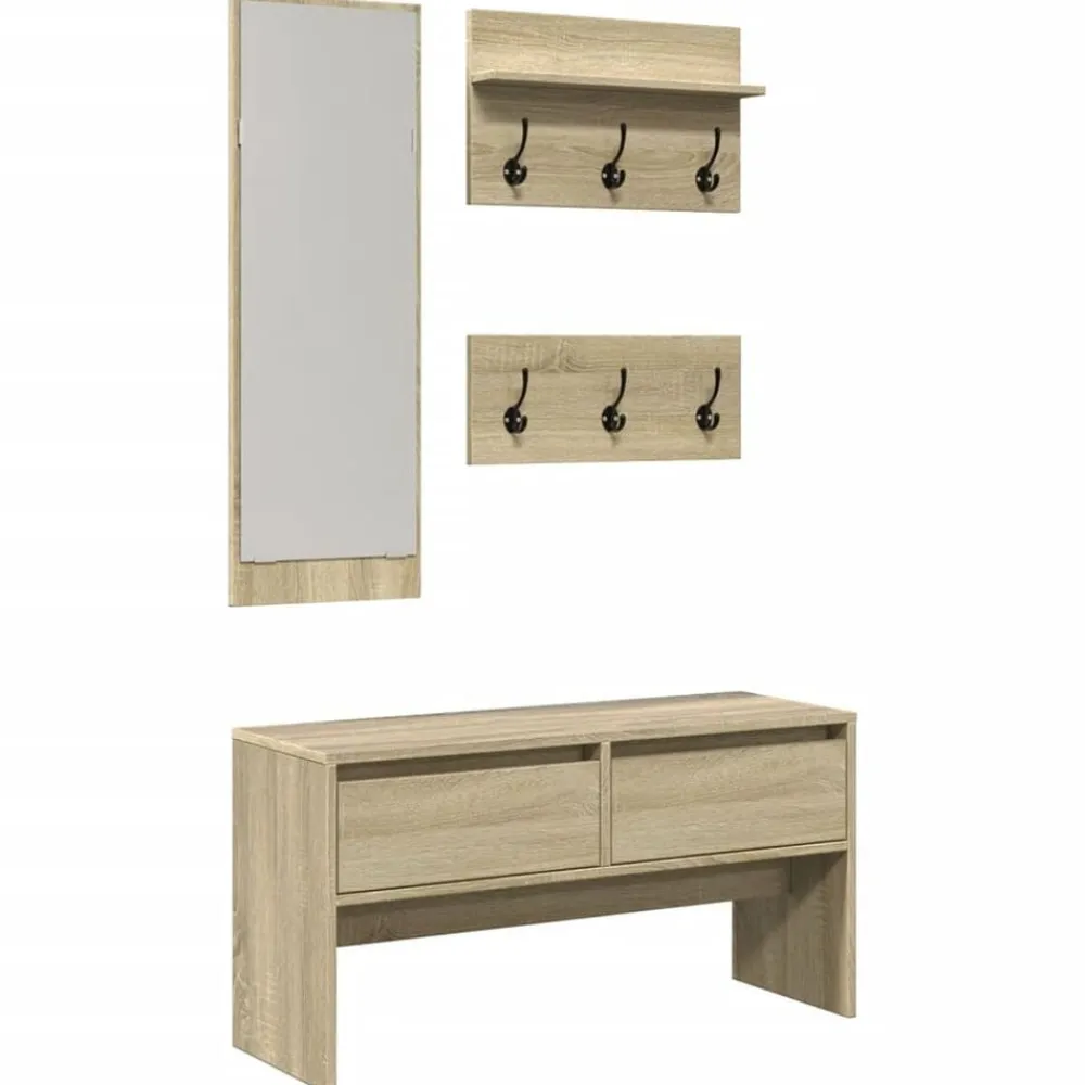 vidaXL Muebles de recibidor 4 piezas madera de ingeniería Roble Sonoma Best