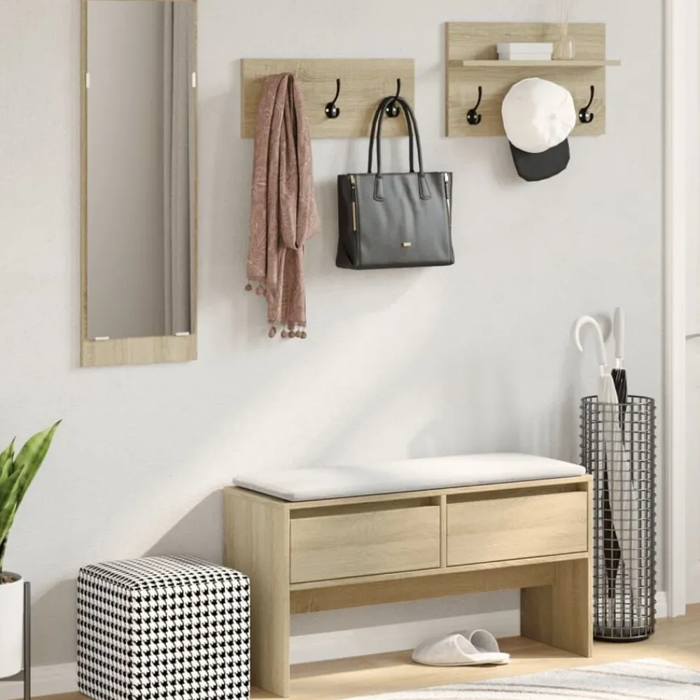 vidaXL Muebles de recibidor 4 piezas madera de ingeniería Roble Sonoma Best