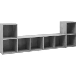vidaXL Muebles de salón 4 pzas madera ingeniería gris hormigón Gris hormigón Hot
