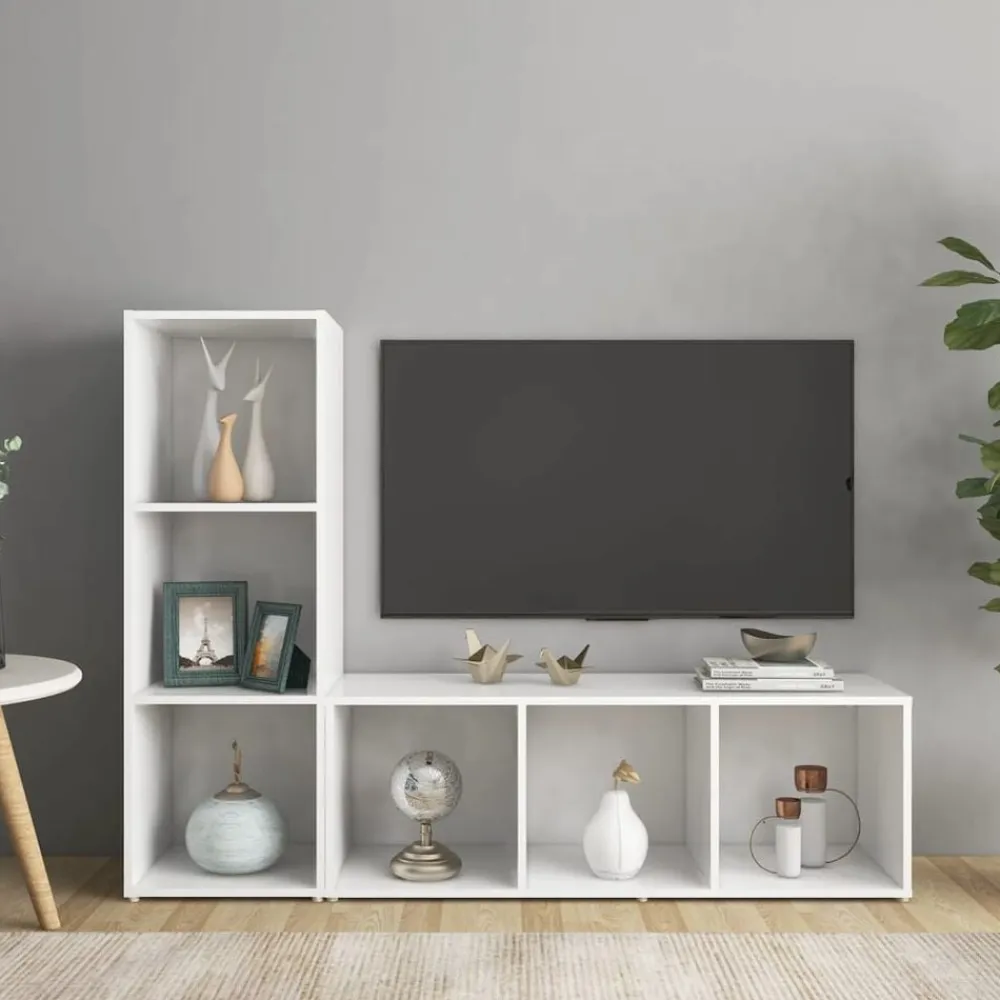 vidaXL Muebles Tv-Muebles de salón 2 piezas madera ingeniería 107x35x37 cm
