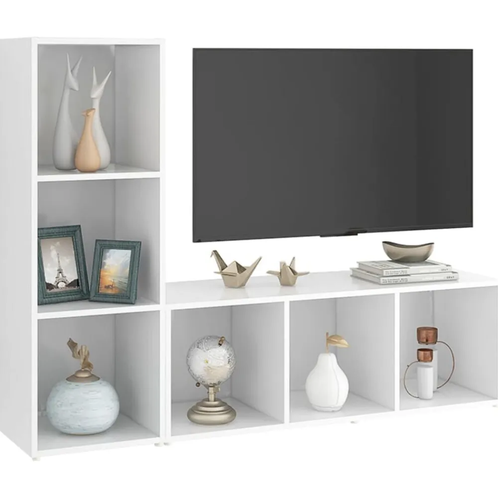 vidaXL Muebles Tv-Muebles de salón 2 piezas madera ingeniería 107x35x37 cm