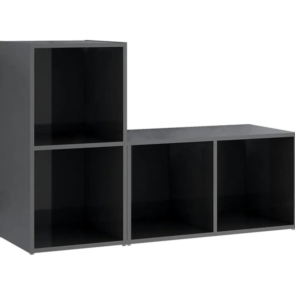 vidaXL Muebles Tv-Muebles de salón 2 piezas madera de ingeniería gris brillo