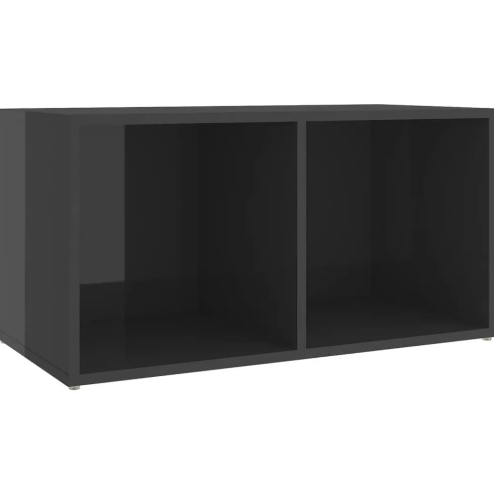 vidaXL Muebles Tv-Muebles de salón 2 piezas madera de ingeniería gris brillo