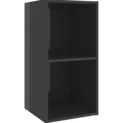 vidaXL Muebles Tv-Muebles de salón 2 piezas madera de ingeniería gris brillo