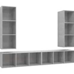 vidaXL Muebles de salón de pared 4 pzs madera ingeniería gris hormigón Gris hormigón Online