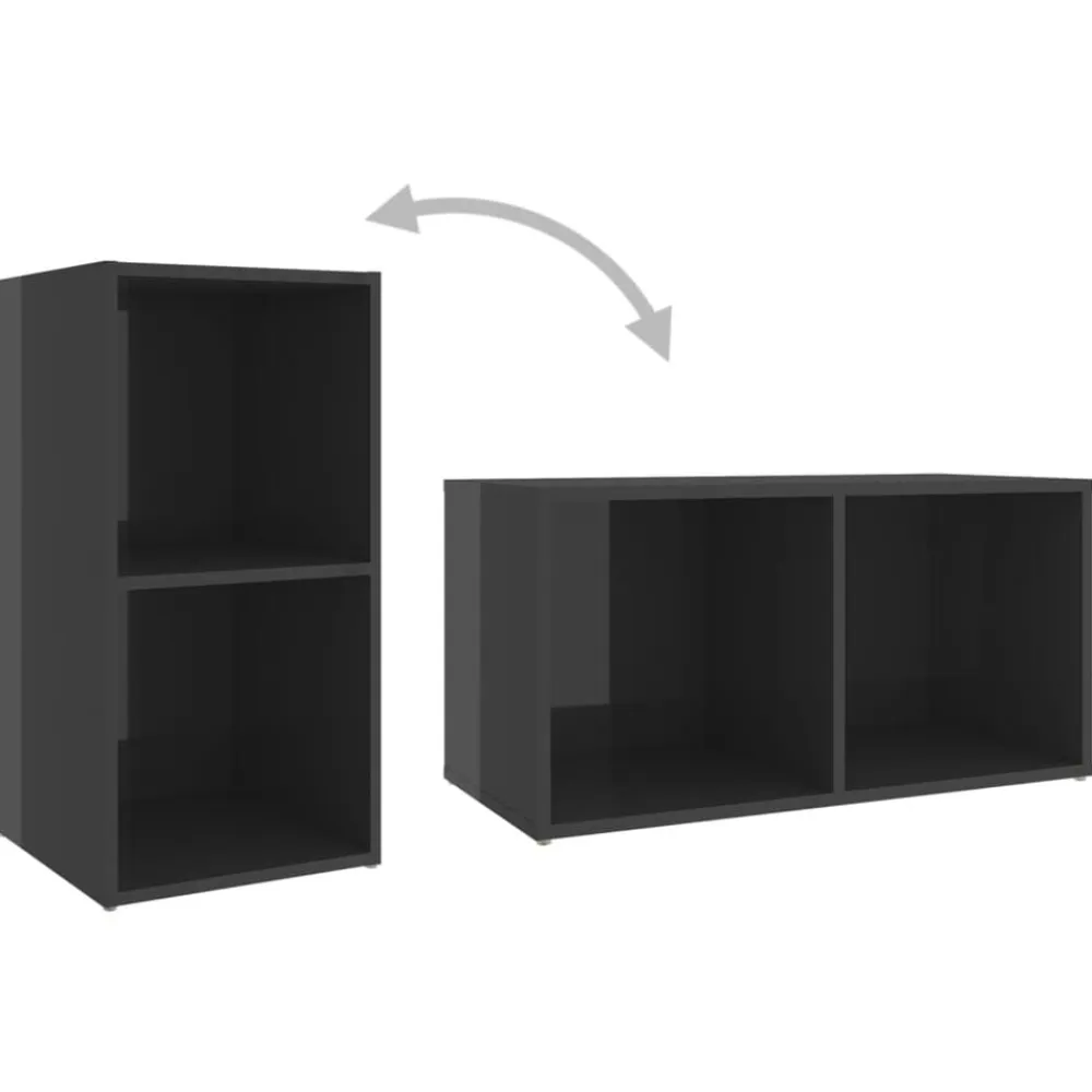 vidaXL Muebles Tv-Muebles de salón de pared 2 pzas madera ingeniería gris brillo